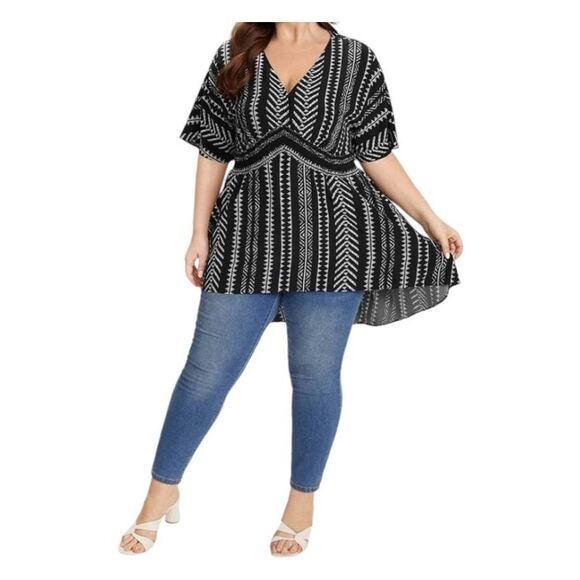 Bloomchic Aztec Black White Boho Blouse Size 10 NEW TAGS - Picture 4 of 9